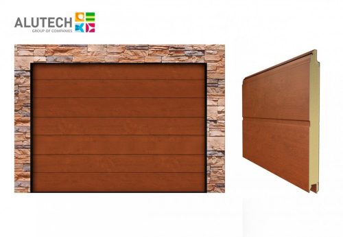 Alutech 3000x2250 Golden oak M bordás Trend szekcionált garázskapu szett