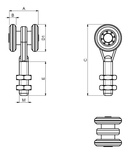 Cais 2 SCF kétgörgős csapágyas futókocsi tolókapukhoz