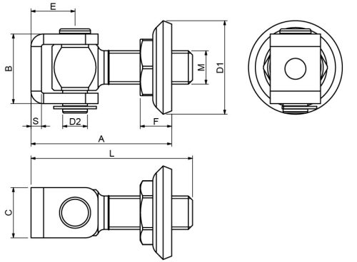 Cais HN18 állítható zsanér anyával, alátétettel, hegesztett, acél oszlophoz
