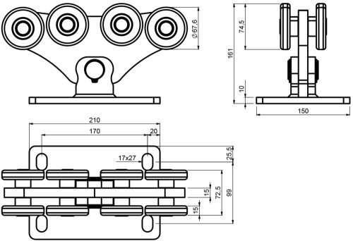 CAIS DEMO MBE 02 acél úszókapu vasalat szett 4 méteres kapunyílásig