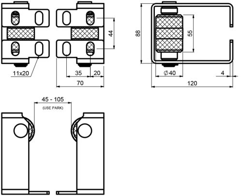Cais Paddock 2 felső fogadó görgővel