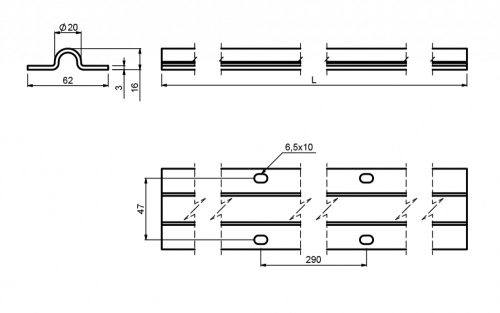 Cais Road3 3 méteres tolókapu sín O-profil