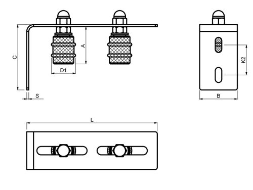 Cais SFF 2M kétgörgős vezetőlemez gumigyűrűvel