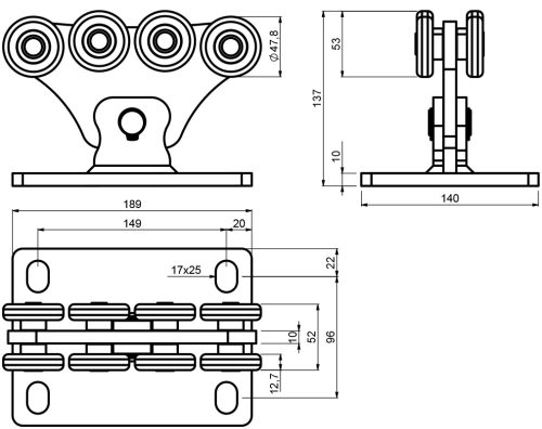 Cais Speed S méretű, 8 csapágyas görgőcsoport
