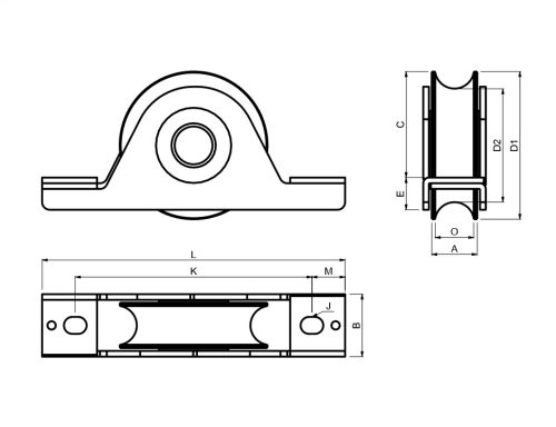 Cais WSO 824 süllyesztett tolókapu görgő O-profil
