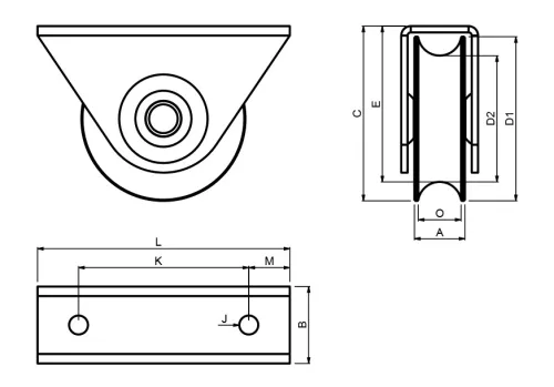 Cais WTO825 egy csapágyas villás görgő O-profil