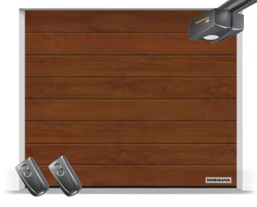 Hörmann 2500x2000, Dark Oak, Decocolor, M bordás, ProLift 600 motor, FS10 K rövid sínnel