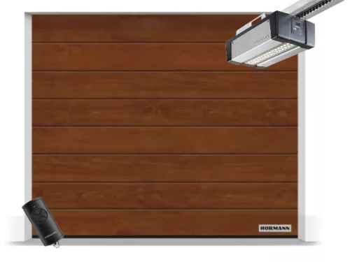 Hörmann 2500x2250, Dark Oak, DecoColor, M bordás, Supramatic 4E motor, FS10 M közepes sínnel