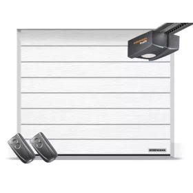   Hörmann 2500x2250, RAL9016, Woodgrain, M bordás, ProLift 600 motor, FS10 M közepes sínnel