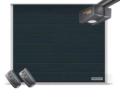 Hörmann 2750x2125, RAL7016, Woodgrain, M bordás, ProLift 600 motor, FS10 M közepes sínnel