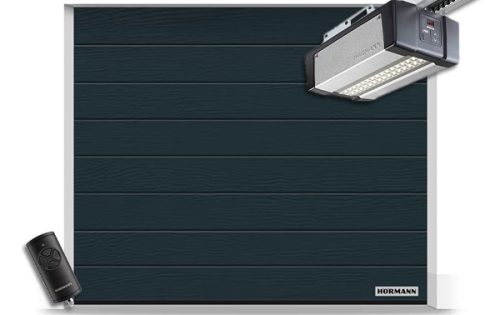 Hörmann szekcionált garázskapu 5000x2125 - SupraMatic E4 meghajtással - M bordás Woodgrain RAL 7016