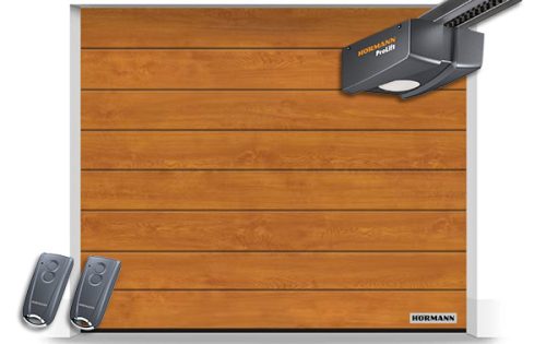 Hörmann szekcionált garázskapu 2500x2125 - ProLift 700 meghajtással - M bordás DecoColor Golden Oak