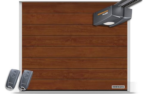 Hörmann szekcionált garázskapu 2500x2500 - ProLift 700 meghajtással - M bordás DecoColor Dark Oak