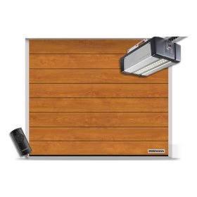  Hörmann szekcionált garázskapu 5000x2250 - SupraMatic E4 meghajtással - M bordás DecoColor Golden Oak