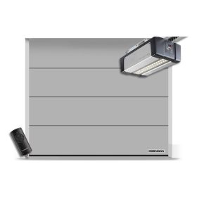   Hörmann szekcionált garázskapu 2375x2000 - SupraMatic E4 meghajtással - L bordás Planar CH 9006 Matt Deluxe
