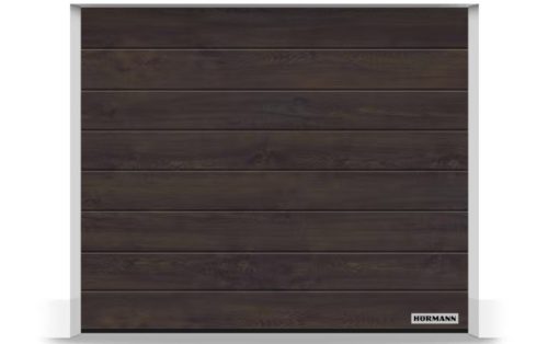 Hörmann szekcionált garázskapu - kézi / motoros működtetéssel - Decocolor felülettel - Éjtölgy színben