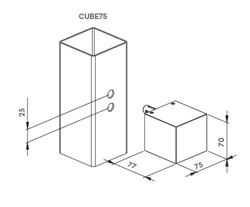 Locinox CUBE75-230V-UNCOLOURED kocka alakú 230V-os fali lámpa (festetlen)