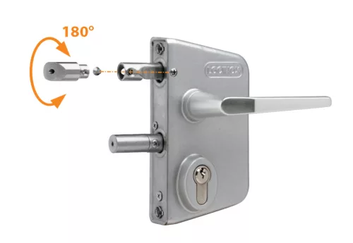 Locinox LAKQU2 40-60-as felületre szerelhető kapuzár, 3006FA alumínium fogantyúpárral (RAL9005)