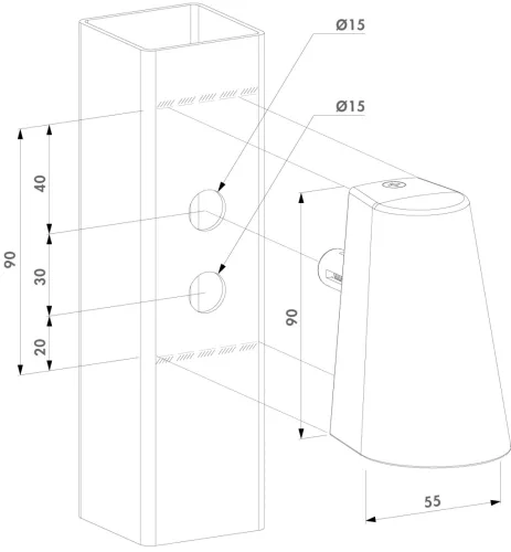Locinox TRICONE kerítés és kapuvilágítás (RAL9005 mélyfekete)