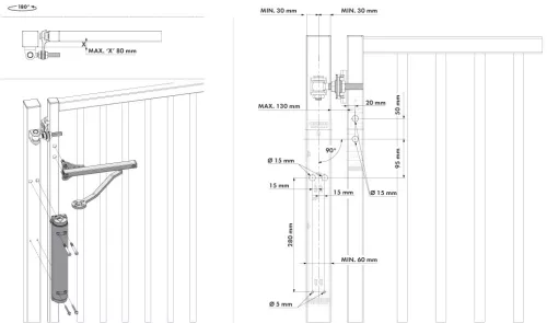Locinox VERTICLOSE-2 nagy teljesítményű hidraulikus kapucsukó 90°-os és 180°-os zsanérokhoz (ezüst)