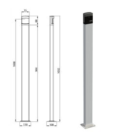   Roger CRA100 1000 mm-es fotocella tartó oszlop G90 szériához